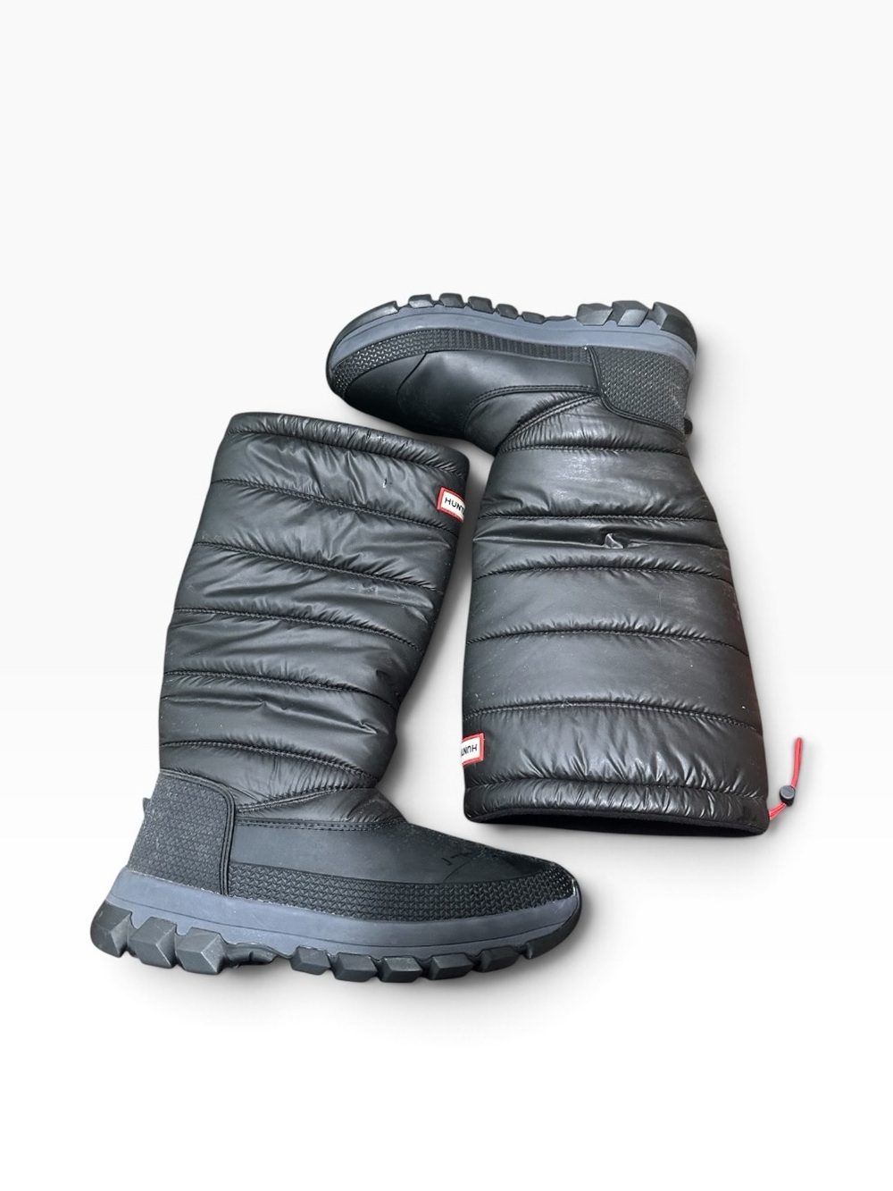 Hunter Women's Black Nylon
Insulated Lined Mid-Calf Pull On Snow Boots 8